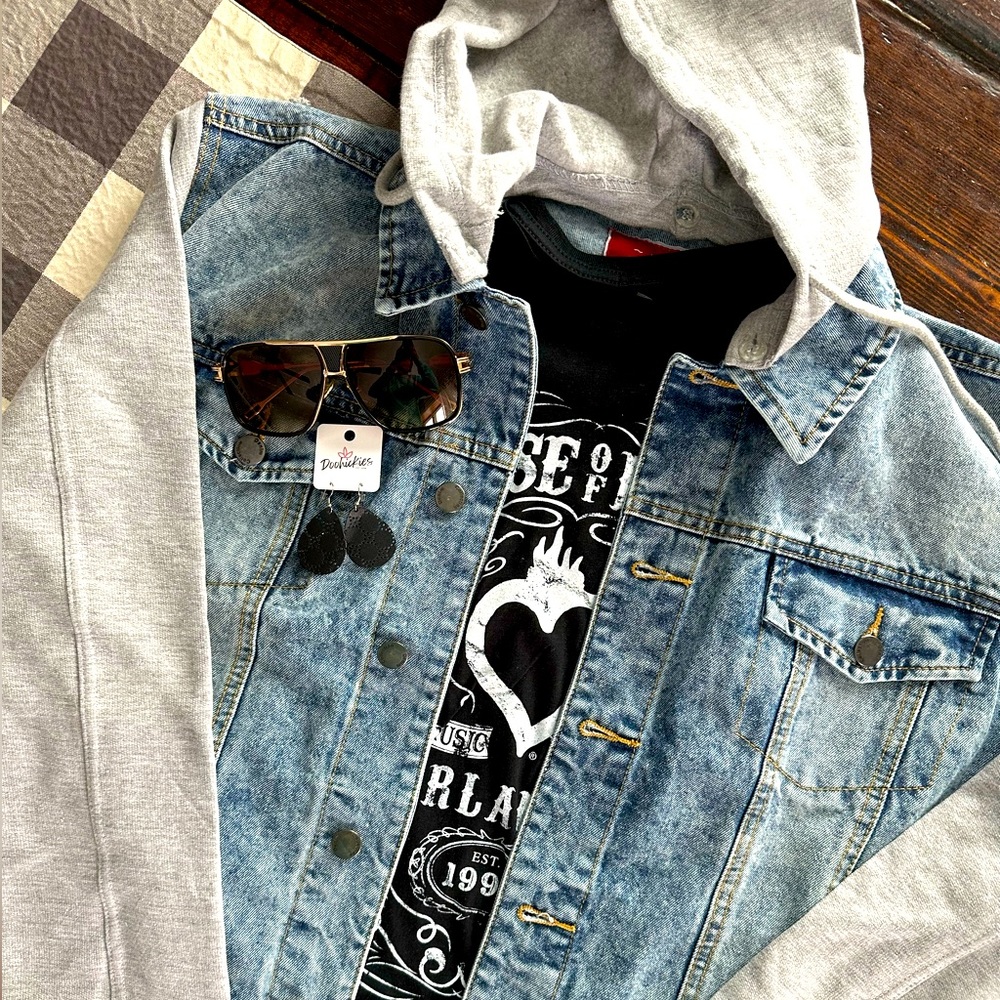 Hooded Boyfriend Fit Denim Jacket